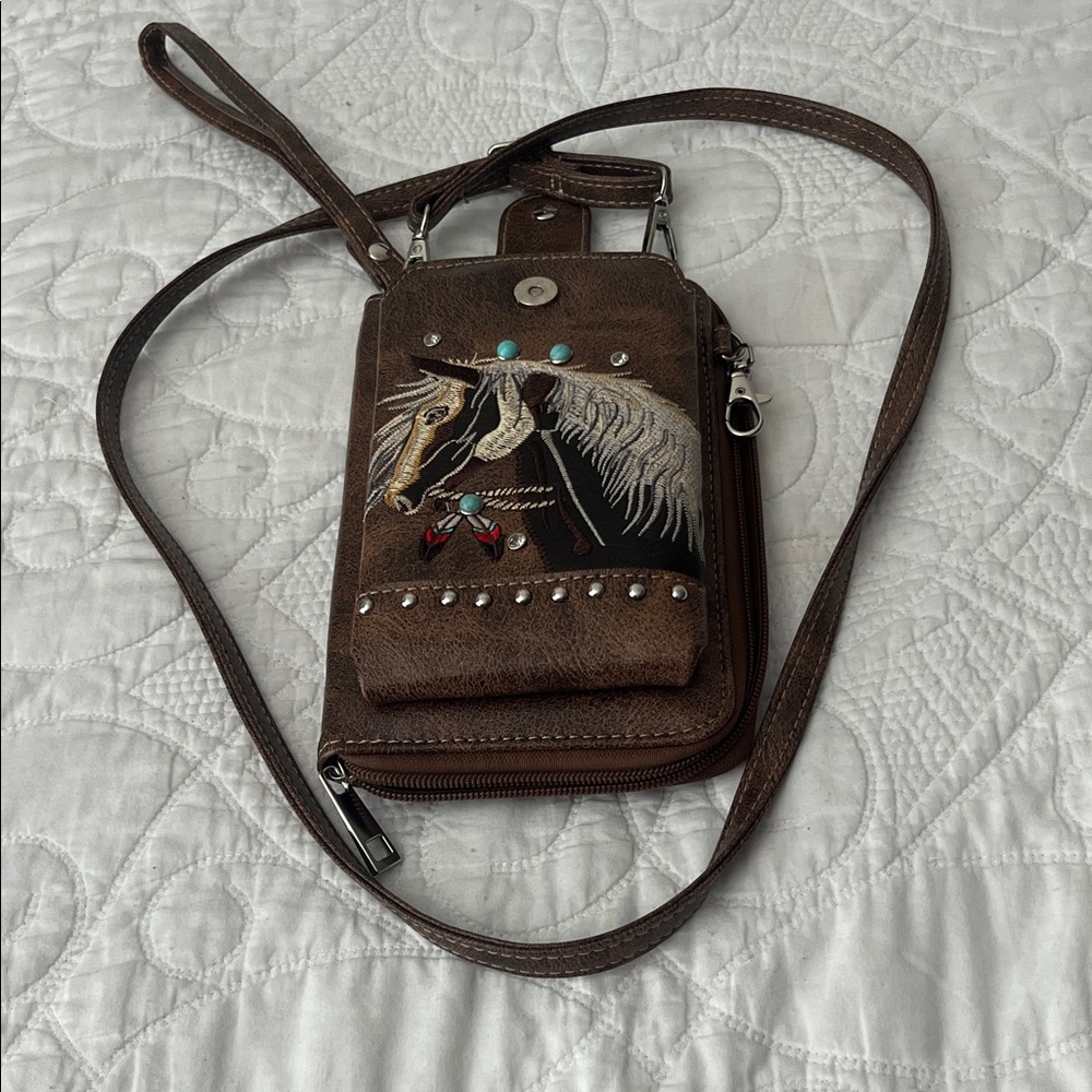 Horse Embroidered Crossbody Bag-REDUCED
